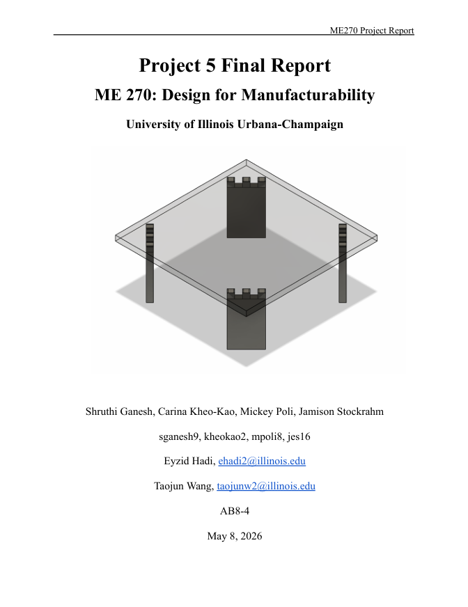 ME270 Factory Project Report Cover